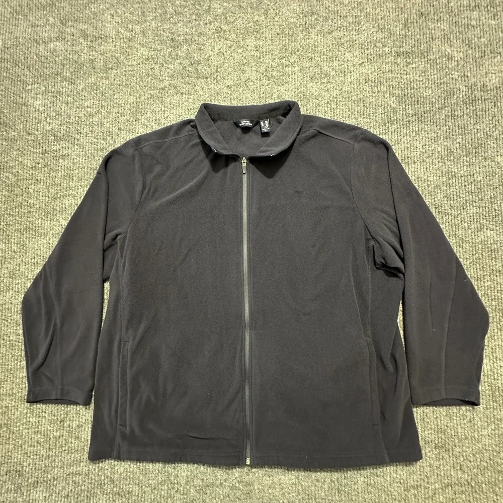 Lands' End Outfitters Mens Full Zip Fleece Jacket Size 2XL Collared Long Sleeve